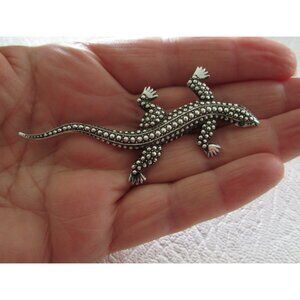 Lizard Marquisite Brooch - Vintage